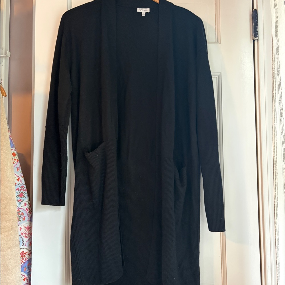 Splendid Black Open-Front Long Cardigan Sweater